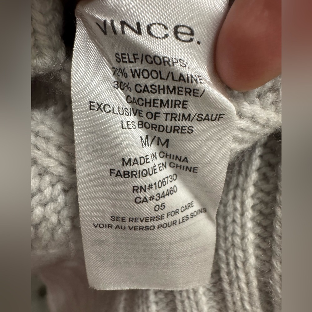 Vince Women’s Wool Cashmere Ribbed Knit Sweater Gray Size M - Picture 7 of 9